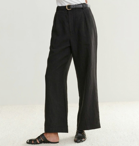 Jenni Kayne Pants - Jenni Kayne 2 Wide Leg Kyle Pants 100% Linen High Rise Pleated Casual Luxury